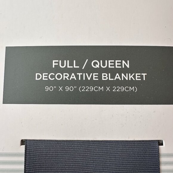 RACHEL ASHWELL GRAY,BLACK & WHITE WAFFLE BLANKET FULL QUEEN 90" X 90" - Picture 3 of 6